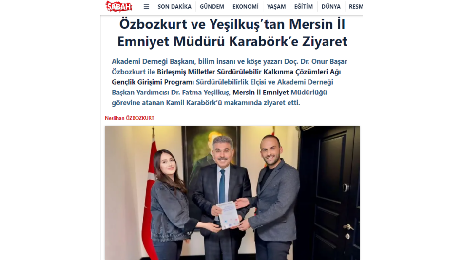 Özbozkurt ve Yeşilkuş’tan Mersin İl Emniyet Müdürü Karabörk’e Ziyaret